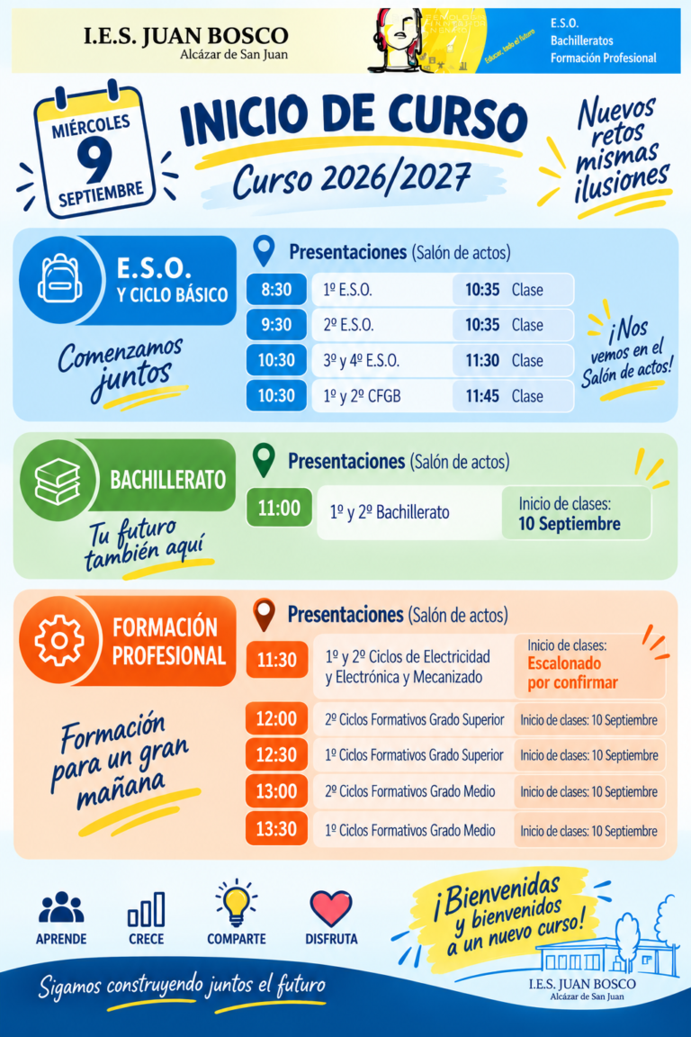 Calendario Inicio Curso